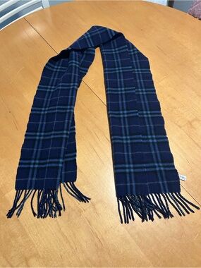 Plaid Navy Fringe Scarf - Women's Wrap